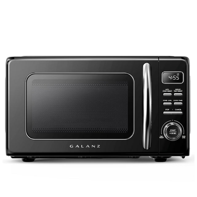 Galanz GLCMKZ07BKR07 Horno microondas retro para encimera con cocción y recalentamiento automático, descongelación, funciones de inicio rápido, fácil de limpiar con plato giratorio de vidrio, asa para