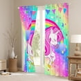 thumbnail image 3 of Unicorn Gifts,Kawaii Curtains Glitter Galaxy Blackout Curtains Cartoon Magical Animal Curtains & Drapes Cute Horse Window Curtains 84"X90",Rainbow Unicorn Room Decor, 3 of 6