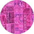thumbnail image 1 of Ahgly Company Indoor Round Patchwork Pink Transitional Area Rugs, 6' Round, 1 of 4