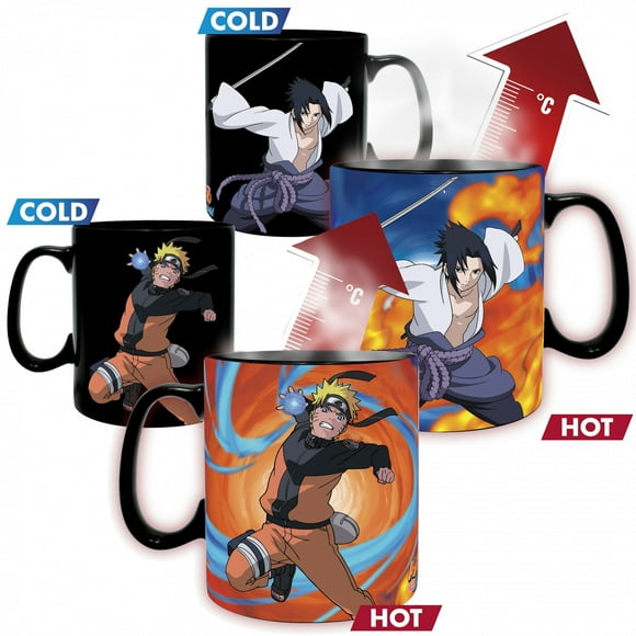 Naruto Shippuden Naruto et Sasuke Tasse Magique et sous-Verre Ensemble Cadeau