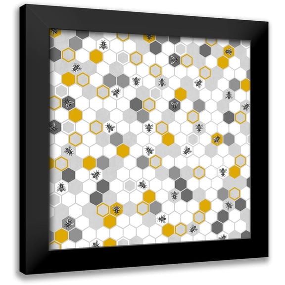 Atelier B Art Studio 12x12 Black Modern Framed Museum Art Print Titled - BEEHIVE PATTERN