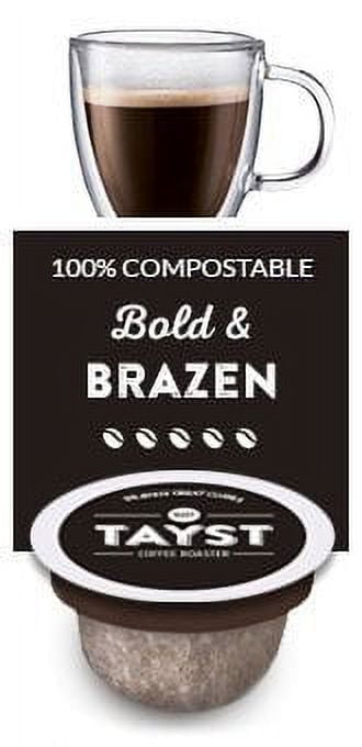 Tayst Dark Roast Coffee Pods | 100 ct. Bold Sample Box | 100% Compostable Keurig K-Cup compatible | Gourmet Coffee in Earth Friendly packaging