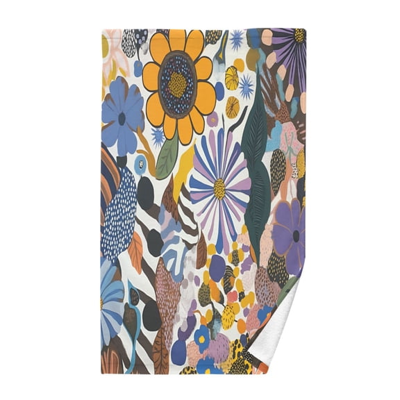 Yayeee 100% Cotton Hand Towels for Bathroom 16" x 28" Soft Absorbent Kitchen Towel, Purple Flowers