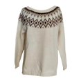 thumbnail image 5 of sususu Sweaters for Women Fair Isle Casual Knitted Sweater Fairisle Pattern Long Sleeve Crew Neck Loose Pullover Jumper Tops,A04-White,XL, 5 of 5