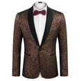 thumbnail image 2 of COOFANDY Mens Floral Tuxedo Jacket Prom Jackets Jacquard Blazer Slim Fit for Christmas Prom Wedding Homecoming Party, 2 of 9
