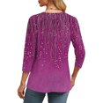 thumbnail image 5 of CYMMPU Loose Fit V Neck Spring Tops 3/4 Sleeve Summer Trendy Shirts Tunic Tops Boho Blouses for Women Dressy Casual Flower Pattern Business Elegant Work Tops T-Shirts Hot Pink XXL, 5 of 7