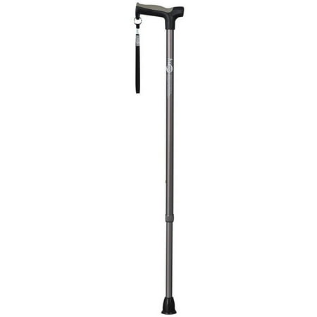 Hugo Adjustable Derby Handle Cane with Reflective Strap, Smoke