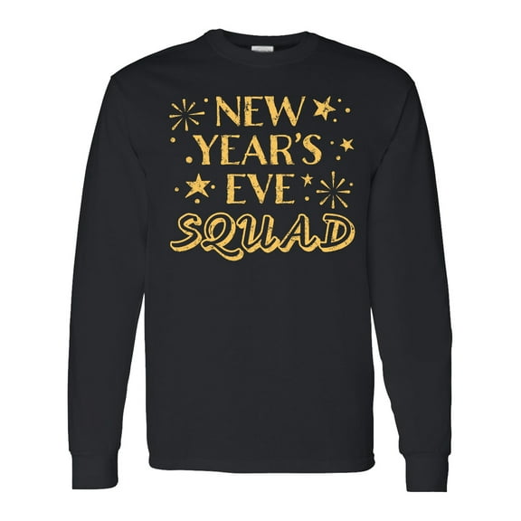Inktastic New Year's Eve Squad with Stars in Gold Long Sleeve T-Shirt