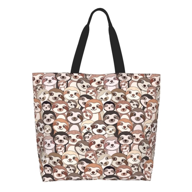Disketp Brown Sloth Bolsa Tote Estampada para Mujer, Bolso de Hombro y de Mano para Compras y Viajes
