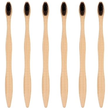 ITSELFER 6Pcs Wide Head Bamboo Toothbrush with Bristles Eco-friendly Tooth Brush