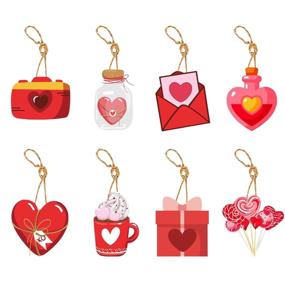 Hanging Decorations for Valentine’s Day - 8 in Party Layout Home Seasonal Ornament Display Lightweight & Easy to 8PCS