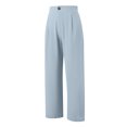 thumbnail image 4 of Women's cotton and linen casual straight wide-leg loose drawstring elastic waist trousers, 4 of 9
