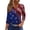 Dark Blue, variant on Women's Patriotic Star Print 250th Anniversary USA Shirt V-Neck Button 3/4 Sleeve T-Shirt