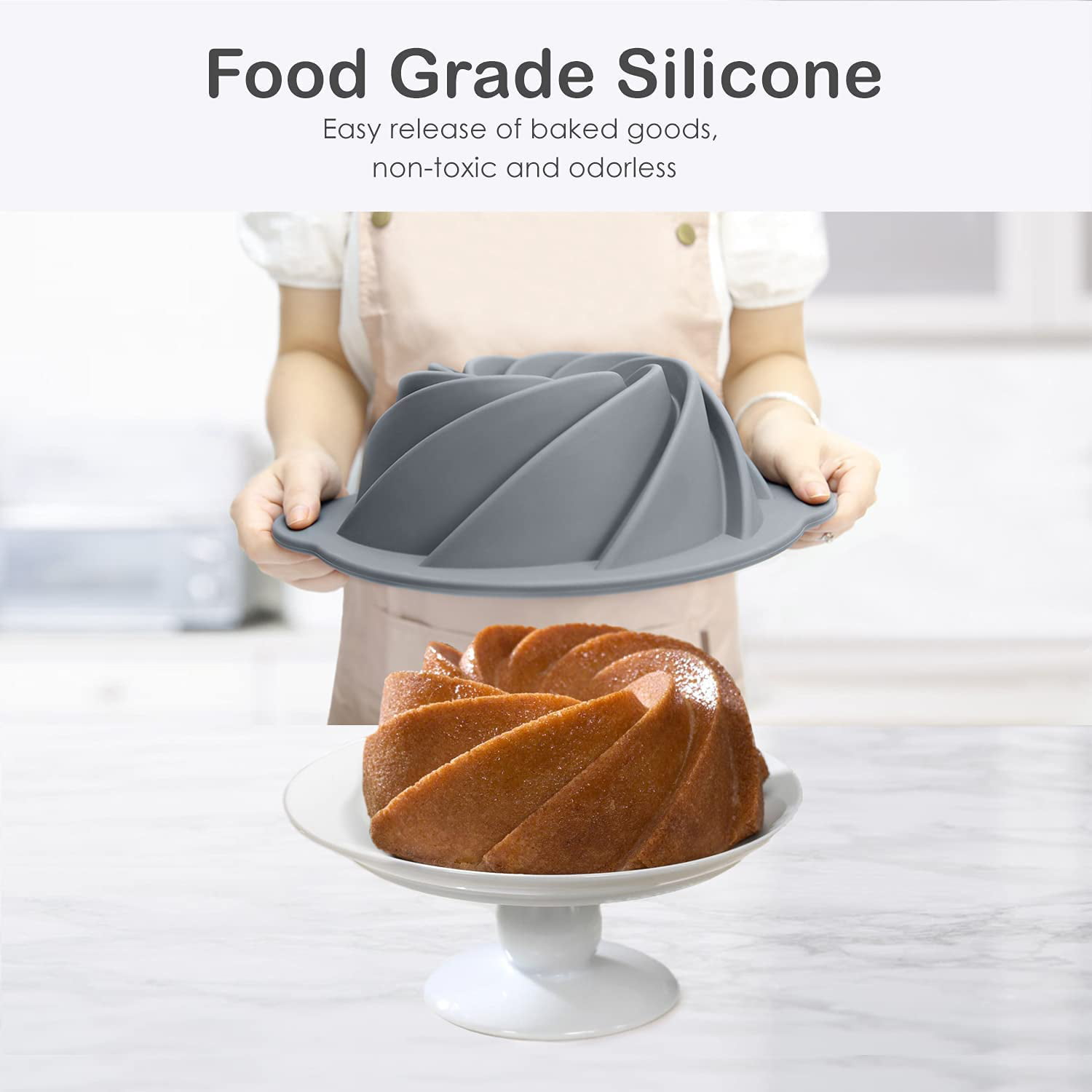 SILIVO 9.5 inch Round Cake Pans (2 Pack) - Silicone Cake Molds for Baking,  Nonstick Baking Pans for Layer Cake, Cheese Cake and Chocolate Cake - 9.5