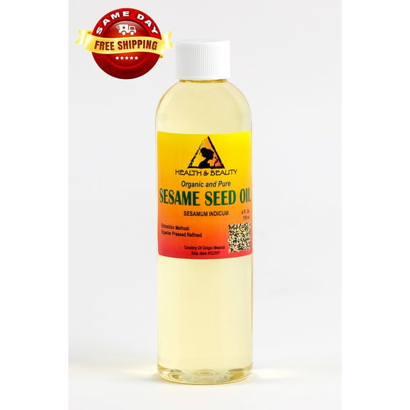 SESAME OIL REFINED ORGANIC CARRIER EXPELLER PRESSED 100% PURE 4 OZ