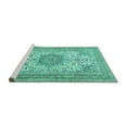 thumbnail image 2 of Ahgly Company Machine Washable Indoor Rectangle Medallion Turquoise Blue Traditional Area Rugs, 8' x 10', 2 of 4