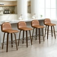 thumbnail image 3 of Swivel Bar Stools Set of 1, 26" Counter Height Upholstered PU Leather Barstools with Low Back Walnut Bentwood Legs, Mid Century Modern Bar Chair Kitchen Island Stool, 3 of 11