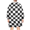 thumbnail image 2 of Black and White Checkered Pattern Wearable Oversized Blanket,Wearable Blanket Hoodie for Adults,Cozy Hooded Blankets with Super Pockets,Super Warm Fuzzy Pullover for Women & Men, 2 of 6