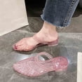 thumbnail image 2 of oqasdz Women Slippers Summer On Sandals with Pointed Toe Mid Heel Hollow Toe Wrap Stylish Jelly Summer Casual Wear,Pink, 2 of 7