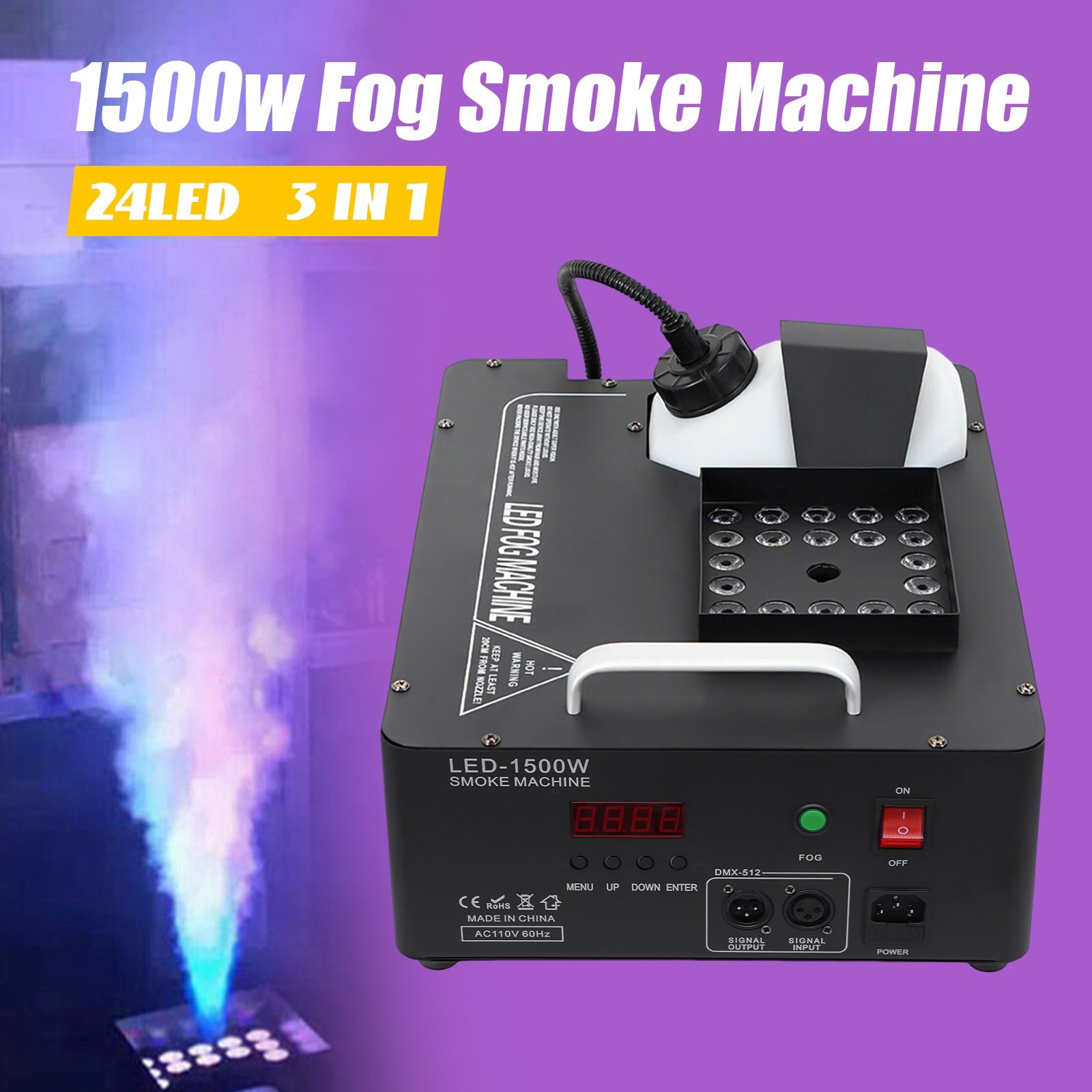 1500W Fog Machine with RGB LED Lights for DJ Parties and Events
