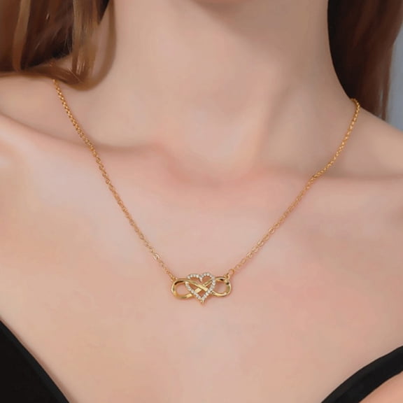 Infinity Heart Necklace for Women Cubic Zirconia Love Heart Pendant Necklace Romantic Birthday Gifts for Girlfriend Wife