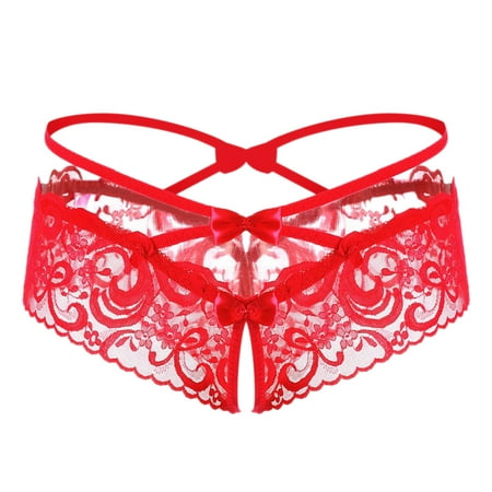 

Lingerie For Women Lace Cross Bow T Pants Open Crotch Appeal Underwear Lingerie Underpants