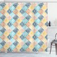 thumbnail image 1 of Geometric Shower Curtain, Hand Drawn Style Rhombus Pattern in Pastel Colors Simple Tie Dye Tile Design, Fabric Bathroom Set with Hooks, 69W X 84L Inches Extra Long, Multicolor, by Ambesonne, 1 of 3