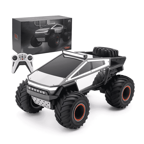 MIADEAL Remote Control Electric Truck, Chrome Metal Shell, Large 1:12 Scale RC, Includes Extra Wheel and Rechargeable Battery