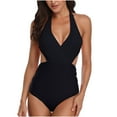 thumbnail image 2 of Summer Savings! Ashirexll Womens Swimsuits Bandage One-Piece Bikini Push-up Pad Swimwear Swimsuit Beachwear Plus Size Swimsuit Bathing Suit for Women Black XXL, 2 of 5