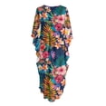 thumbnail image 5 of Xoenoiee Tropical Hibiscus Plumeria Print Women’s Kaftan Beach Cover Up Dress Palm Leaves Design Plus Size Summer Caftan V-Neck Swimsuit Loungewear Maxi Dress with Side Slits, 5 of 7