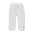 thumbnail image 5 of HKYNLAG Bermuda Shorts for Women Linen Shorts Knee Length Elastic Waist Long Shorts Casual Summer Shorts Petite Capri Pants Dressy Summer Beach Shorts with Pockets White S, 5 of 7