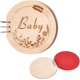 thumbnail image 1 of Libro de visitas para baby shower, redondo de madera de 25 cm de diámetro, alternativo, hecho a mano, con 20 hojas, color beige, ideal como regalo para niña y niño., 1 of 6