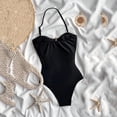 thumbnail image 5 of Girl's One Piece Swimsuits Metal Starfish Ruched Cut Out Halter Bathing Suits Fashion Swimwear for Beach Black 9-10 Years, 5 of 8