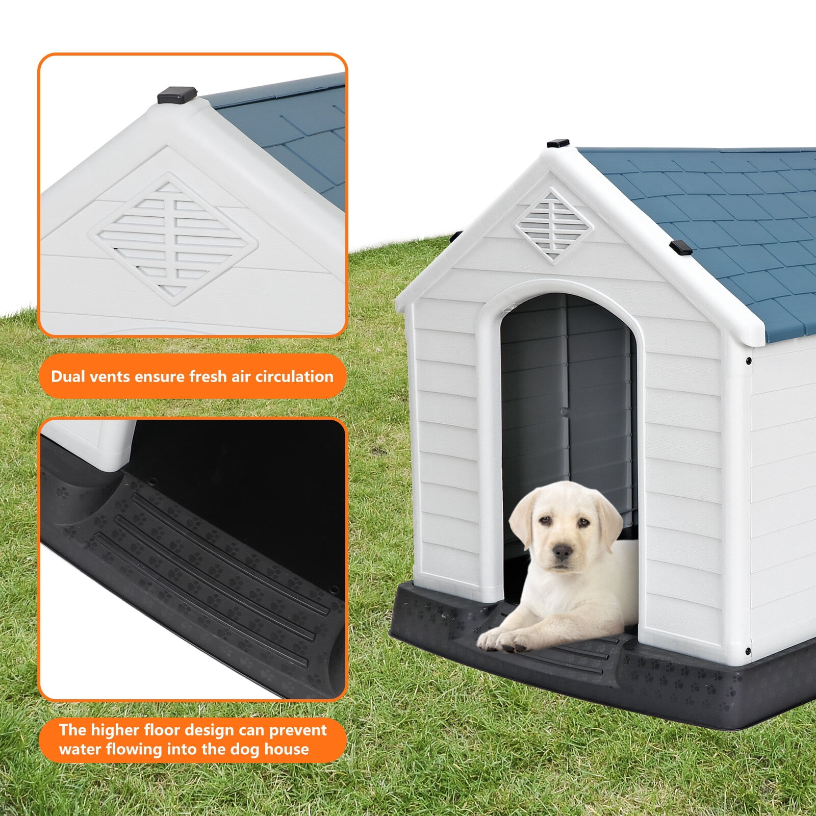 LINJH 32'' All-Weather Durable Pet Dog House Pet Shelter Waterproof Easy to Clean