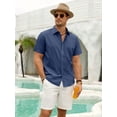 thumbnail image 2 of sogami Men's Breathable Cotton Linen Short Sleeve Button Down Casual Shirt For Summer, 2 of 8