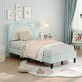 thumbnail image 3 of Yeshouse estructura de cama individual con luces LED y cabecero ajustable en forma de osito, tapizada en terciopelo, soporte de listones de madera, silenciosa y fácil de montar, ideal para niños, 3 of 8