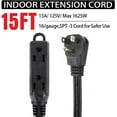 thumbnail image 2 of EP 2 Pack 15 Ft Black 3 Outlet Extension Cord with Flat Plug, 16 AWG SPT-3 Durable Power Cable for Indoor Use, 2 of 6