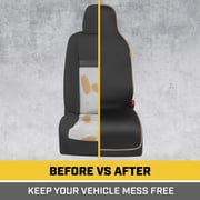 Caterpillar Waterproof Automotive Seat Cover for Cars Trucks and SUVs, 1 Piece Durable Neoprene Seat Protector for Front Seats, Black Car Seat Cover with Beige Trim