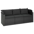 thumbnail image 5 of vidaXL Sofa de Jardin 3 Places avec Toit et Repose-Pieds Noir en Rotin Poly, 5 of 5
