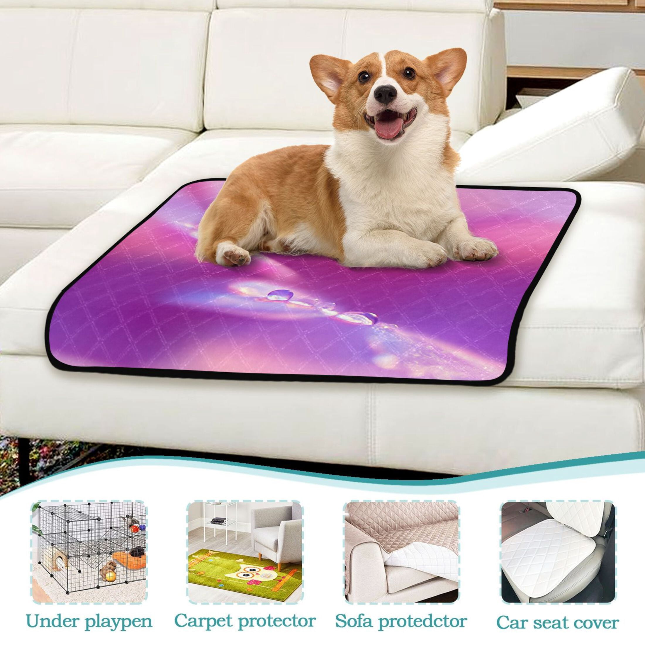 Washable Pet Pee Pads with Super Absorbent Reusable Training Pads for Dogs & Cats Pink Petal