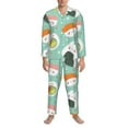 thumbnail image 4 of Bingfone Men'S Pajama Set 2 Piece Loungewear Pjs, Long Sleeve With Pajama Pants-Kawaii Sushi, 4 of 9