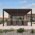 thumbnail image 2 of PURPLE LEAF 13' x 20' Louvered Aluminum Pergola Adjustable Louvre Shade Retractable Hardtop Roof Modern Outdoor Shelter Deck Backyard Garden Bronze, 2 of 13