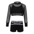 thumbnail image 3 of YUUMIN Kids Girls 3 Pcs Gymnastics Dance Swim Active Sets Mesh Crop Top Sports Bra with Shorts Jazz Hiphop Sweatsuits Black 8, 3 of 5
