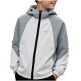 thumbnail image 2 of Trikvn Boys Lightweight Windbreaker Hooded Jacket Colorblock Full Zip Active Outerwear Water Resistant Breathable Coat for Running Hiking Spring Fall Outdoor Sports, 2 of 9