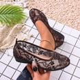 thumbnail image 2 of Zedker Women's Polka Dots Mesh Ballet Flats Bowknot Pointed Toe Ballerina Flats Closed Toe Comfortable Casual Work Shoes Brown 38, 2 of 10
