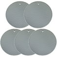 thumbnail image 1 of BAMAIA 5pcs Silicone Mat for Hot Pots and Pads, Multipurpose Hot Pot Holders, Heat Resistant Counter Mats for Hot Dishes, Drying Mats, Spoon Rest and Large Coasters, 1 of 7