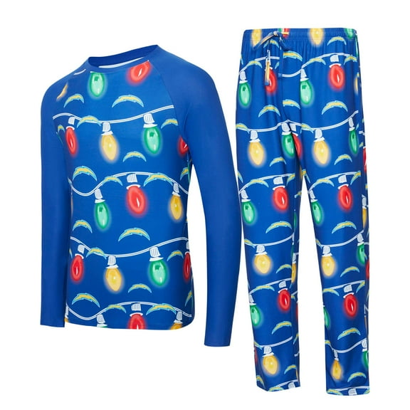 Men's Concepts Sport  Royal Los Angeles Chargers Garland Knit Raglan Long Sleeve Top and Pants Set