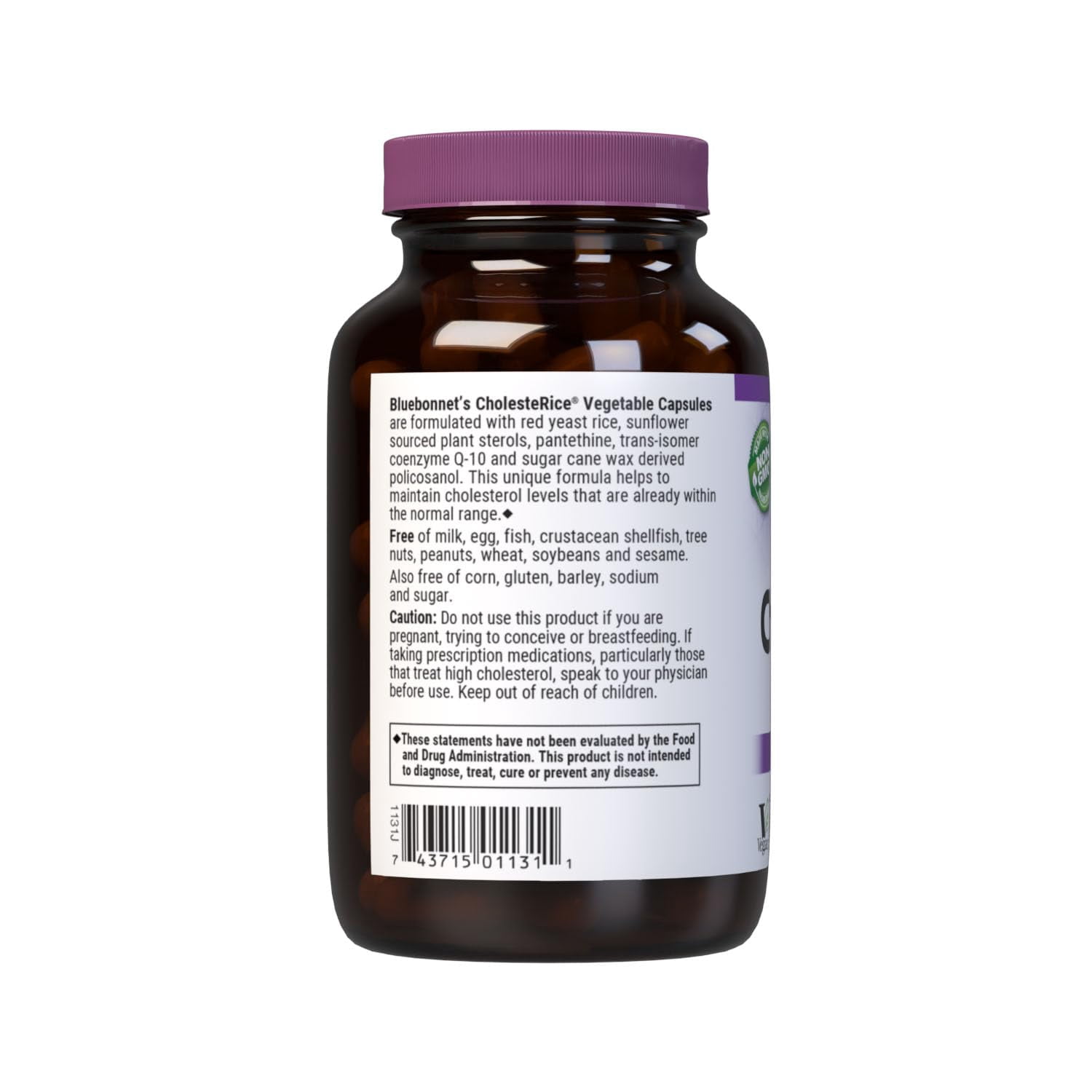 Bluebonnet CholesteRice, Red Yeast Rice Plant Sterols Pantethine CoQ10 Policosanol 60 Caps