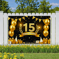 thumbnail image 5 of Glamorous Glittery 15th Birthday Banner with Golden Balloons Stars and Gifts Backdrop Background Party Decorations for Birthday Party Photography Props Celebrations Event Decor, 5 of 7