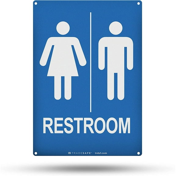 TRADESAFE All Gender Restroom Sign, Male Female Bathroom Door Sign, 7” x 10”, 40 Mil Aluminum Wall Signs